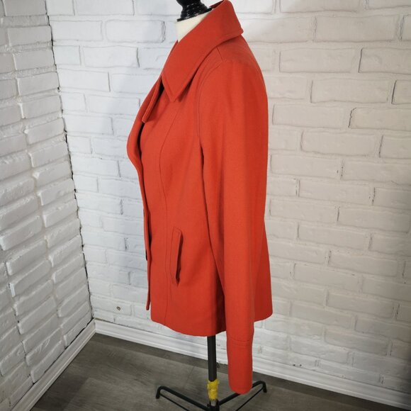 Old Navy Ladies Size Large Orange Lined Button Closure Wool Blend Coat - Picture 4 of 9